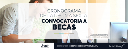 XVI CONVOCATORIA A BECAS PERIODO ABRIL- AGOSTO 2019