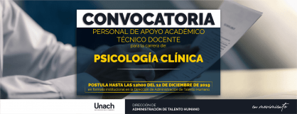 CONVOCATORIA PERSONAL DE APOYO ACADÉMICO DOCENTE CARRERA DE PSICOLOGÍA CLÍNICA