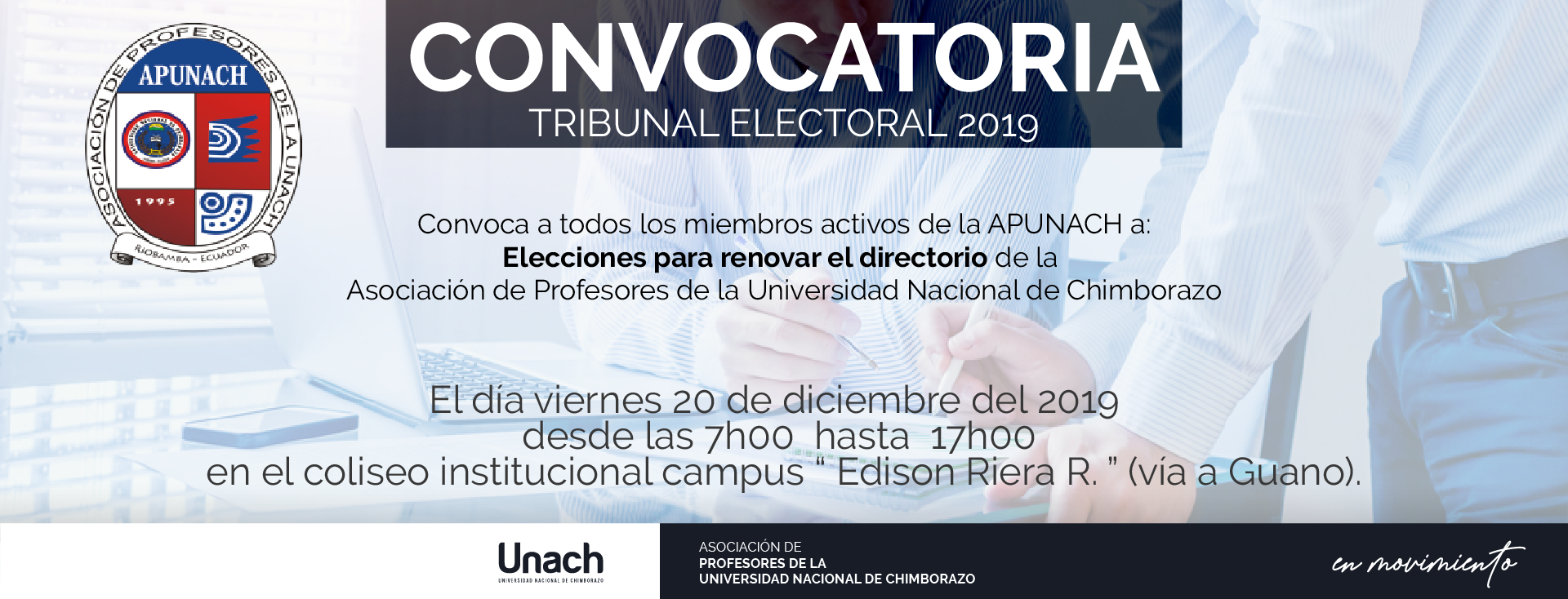 CONVOCATORIA TRIBUNAL ELECTORAL 2019  "APUNACH"