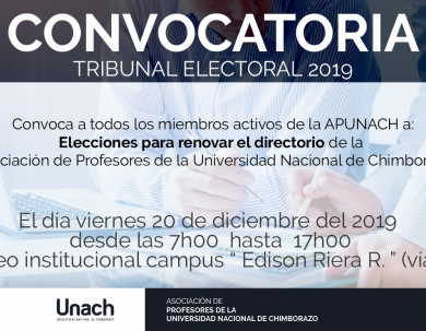 CONVOCATORIA TRIBUNAL ELECTORAL 2019  "APUNACH"