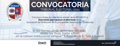 CONVOCATORIA TRIBUNAL ELECTORAL 2019  "APUNACH"