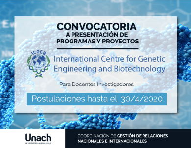 CONVOCATORIA A PRESENTACIÓN DE PROGRAMAS Y PROYECTOS ICGEB PARA DOCENTES INVESTIGADORES