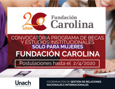 CONVOCATORIA BECAS DE POSGRADO  FUNDACIÓN CAROLINA SOLO MUJERES