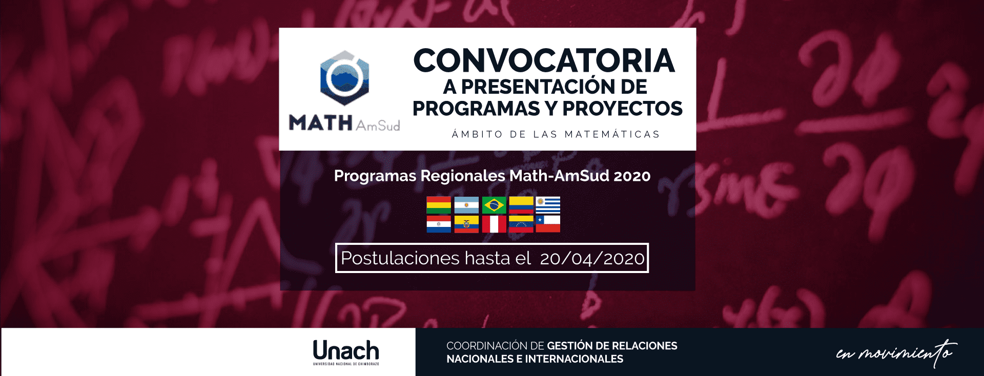 CONVOCATORIA A PRESENTACIÓN DE PROGRAMAS Y PROYECTOS MATH - AMSUT 2020