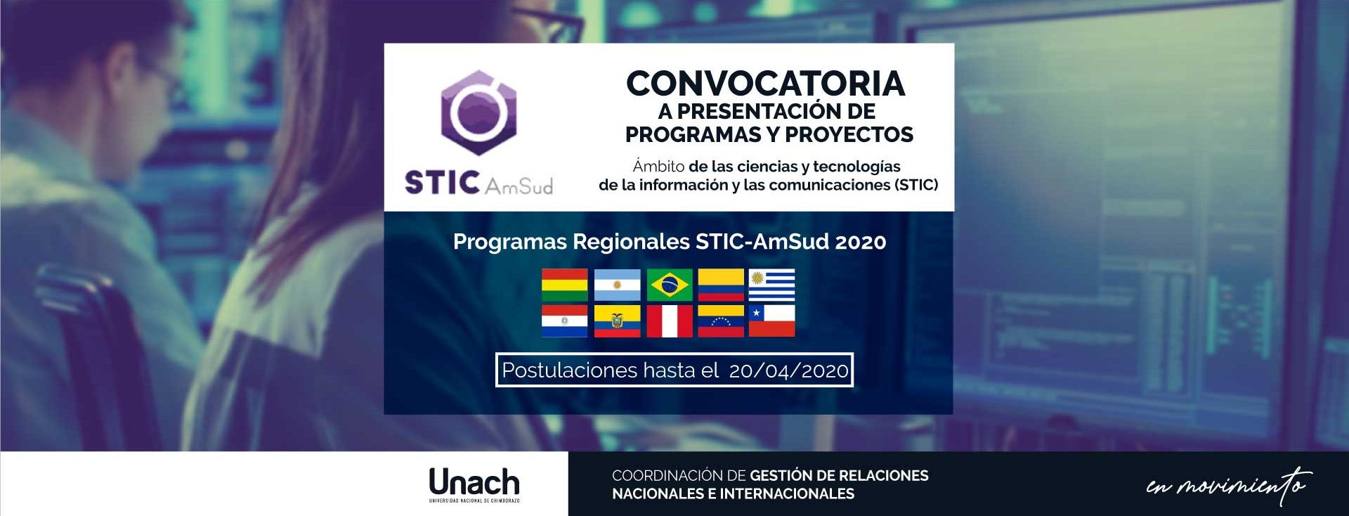 CONVOCATORIA A PRESENTACIÓN DE PROGRAMAS Y PROYECTOS STIC-AMSUD 2020