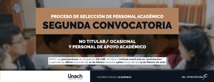 SEGUNDA CONVOCATORIA PROCESO DE SELECCIÓN DE PERSONAL ACADÉMICO NO TITULAR