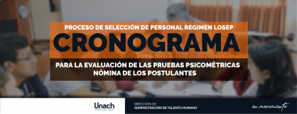 CRONOGRAMA PARA LA EVALUACIÓN DE PRUEBAS PSICOMÉTRICAS