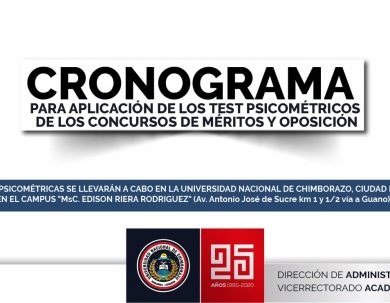 CRONOGRAMA PARA APLICACIÓN DE LOS TEST PSICOMETRICOS DE LOS CONCURSOS DE MÉRITOS Y OPOSICIÓN