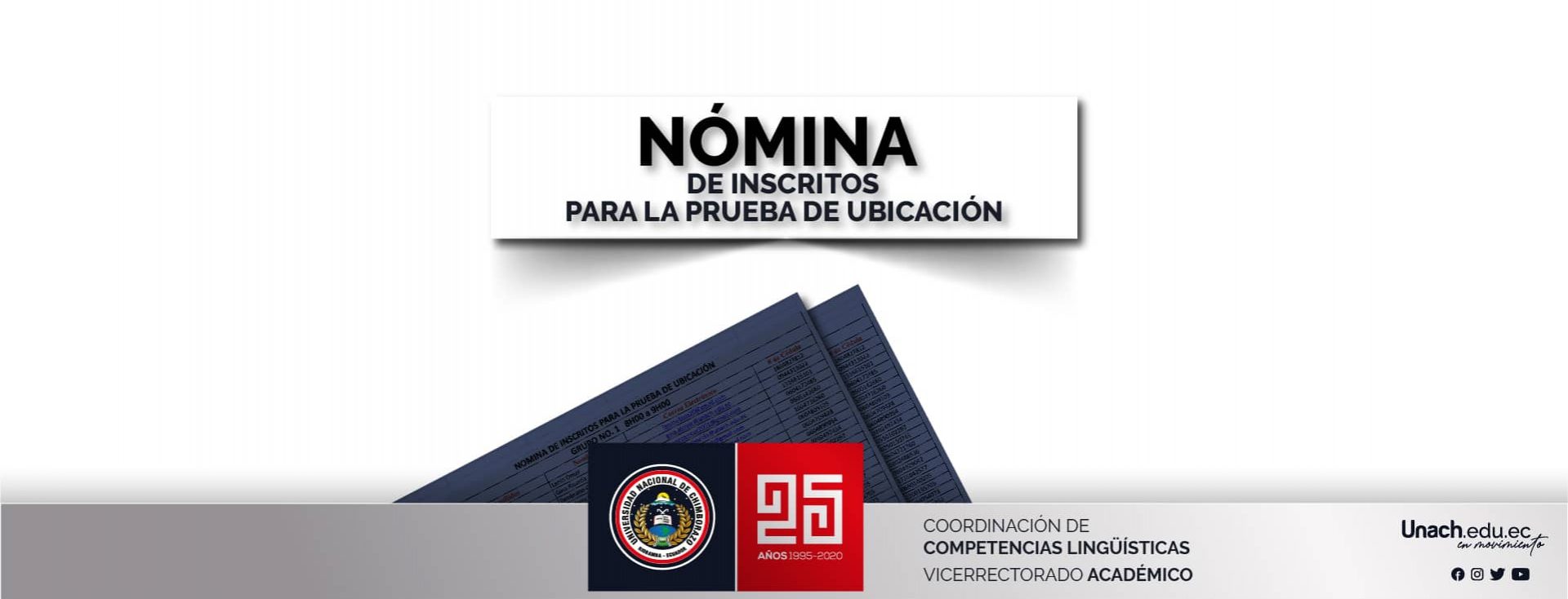 NÓMINA DE INSCRITOS PARA LA PRUEBA DE UBICACIÓN