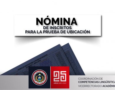 NÓMINA DE INSCRITOS PARA LA PRUEBA DE UBICACIÓN