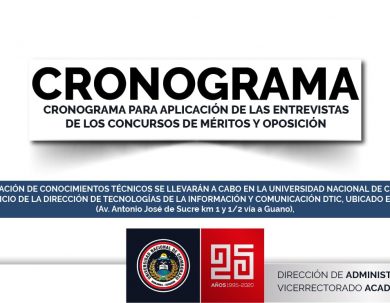 CRONOGRAMA PARA APLICACIÓN DE LAS ENTREVISTAS DE LOS CONCURSOS DE MÉRITOS Y OPOSICIÓN