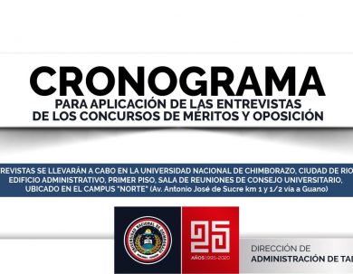 CRONOGRAMA PARA APLICACIÓN DE LAS ENTREVISTAS DE LOS CONCURSOS DE MÉRITOS Y OPOSICIÓN