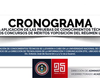 CRONOGRAMA PARA APLICACIÓN DE LAS PRUEBAS DE CONOCIMIENTOS TÉCNICOS DE LOS CONCURSOS DE MÉRITOS Y OPOSICIÓN DEL RÉGIMEN LOSEP