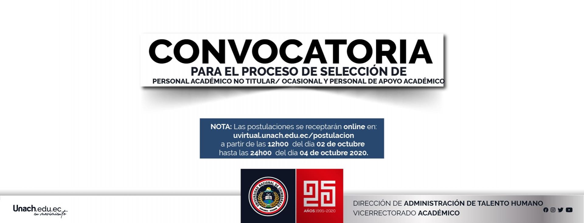 CONVOCATORIA PROCESO DE SELECCIÓN DE PERSONAL ACADÉMICO NO TITULAR/ OCASIONAL Y PERSONAL DE APOYO ACADÉMICO