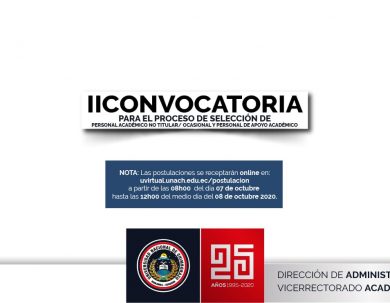 II CONVOCATORIA para el PROCESO DE POSTULACIÓN EN LÍNEA Y POSTERIOR SELECCIÓN DE PERSONAL ACADÉMICO NO TITULAR/ OCASIONAL
