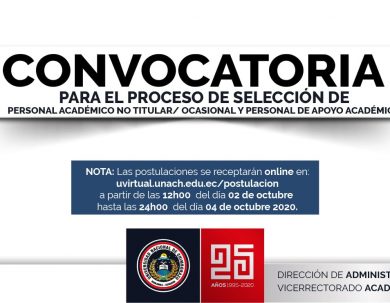 CONVOCATORIA PROCESO DE SELECCIÓN DE PERSONAL ACADÉMICO NO TITULAR/ OCASIONAL Y PERSONAL DE APOYO ACADÉMICO