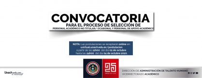 CONVOCATORIA PROCESO DE SELECCIÓN DE PERSONAL ACADÉMICO NO TITULAR/ OCASIONAL Y PERSONAL DE APOYO ACADÉMICO