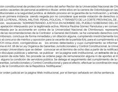 PUBLICACIÓN DE SENTENCIA