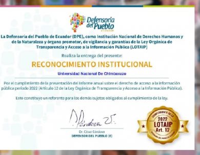 RECONOCIMIENTO INSTITUCIONAL LOTAIP 2022
