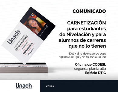 ASISTE A LA CARNETIZACIÓN PARA ESTUDIANTES DE NIVELACIÓN Y PARA ALUMNOS DE NIVELACIÓN Y DE LAS CARRERAS QUE NO LO TIENEN