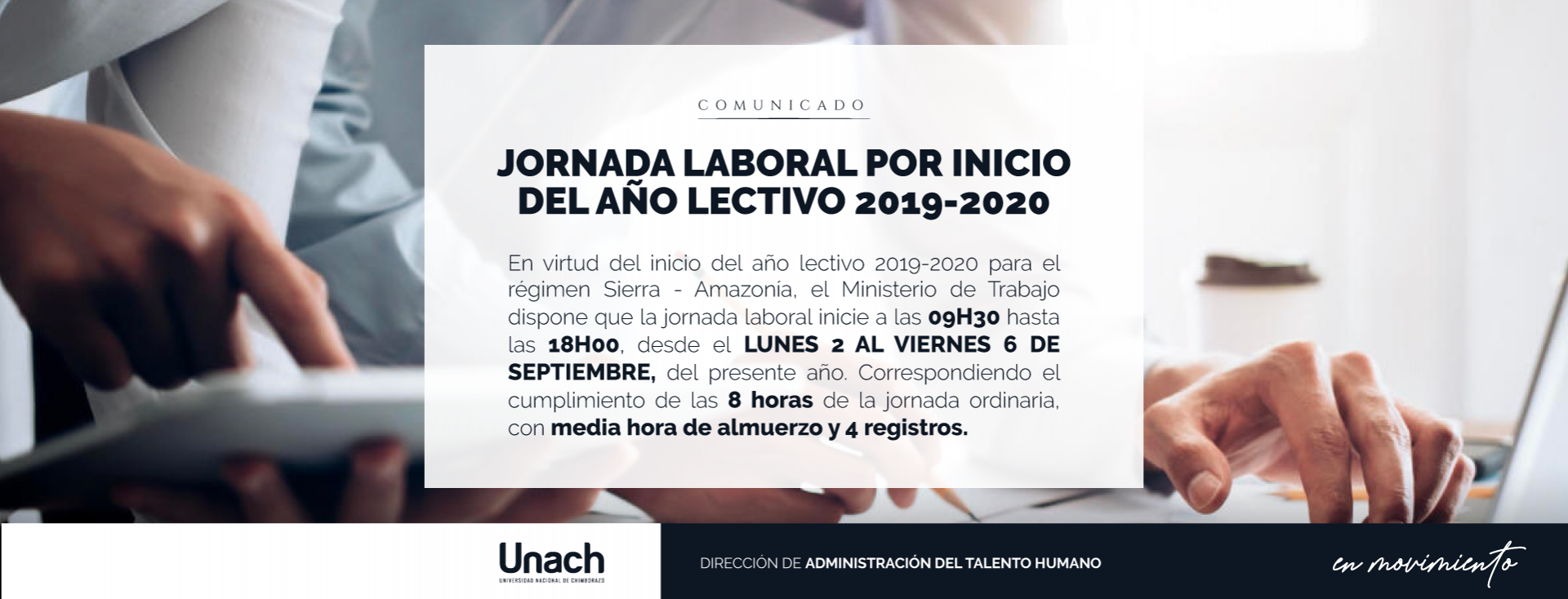 JORNADA LABORAL POR INICIO DEL AÑO LECTIVO 2019 - 2020
