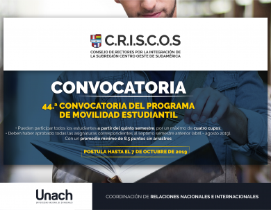 44ª CONVOCATORIA DEL PROGRAMA DE MOVILIDAD ESTUDIANTIL DE CRISCOS