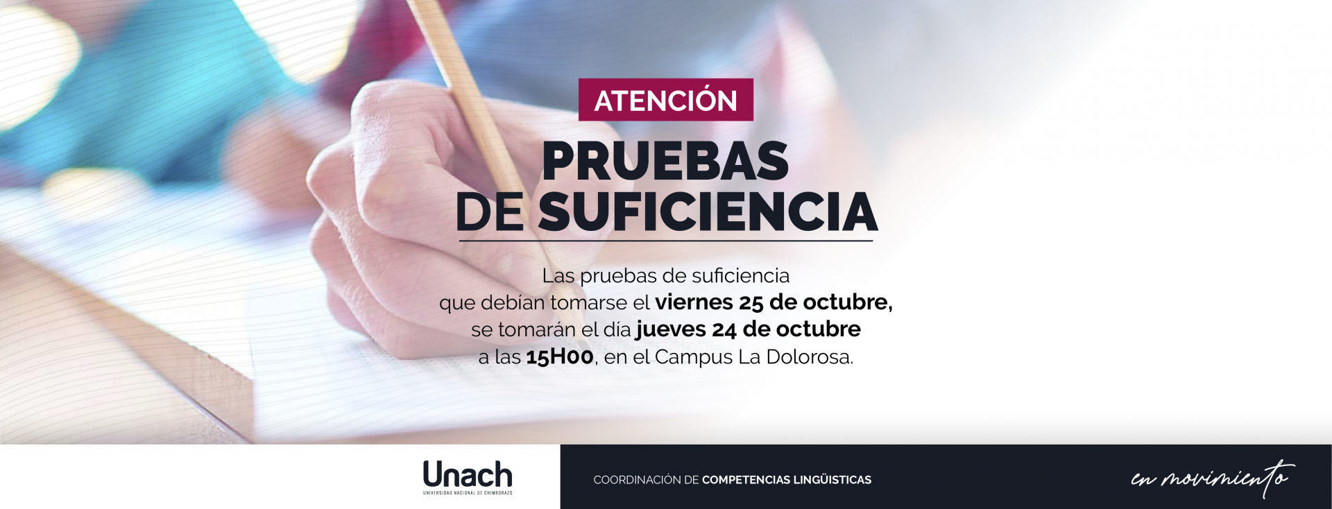 ATENCIÓN PRUEBAS DE SUFICIENCIA