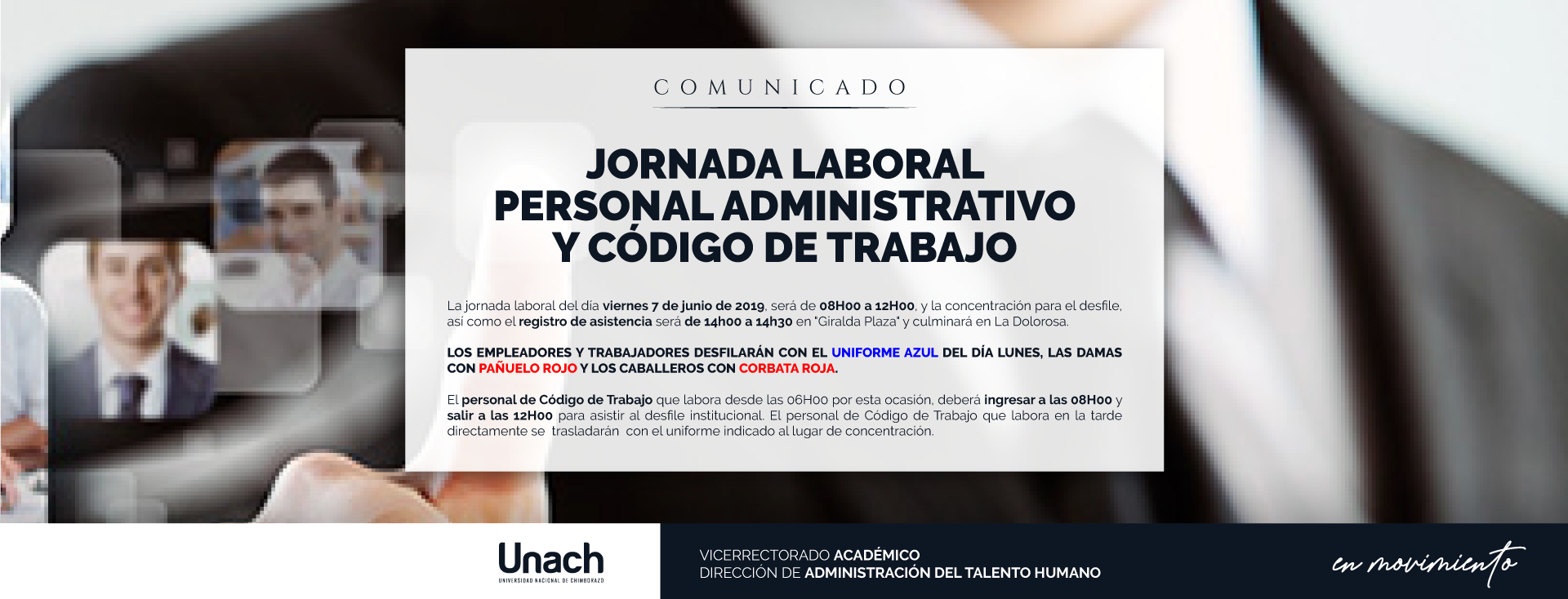 HORARIO DE JORNADA LABORAL PARA EL DÍA 06 DE JUNIO DE 2019