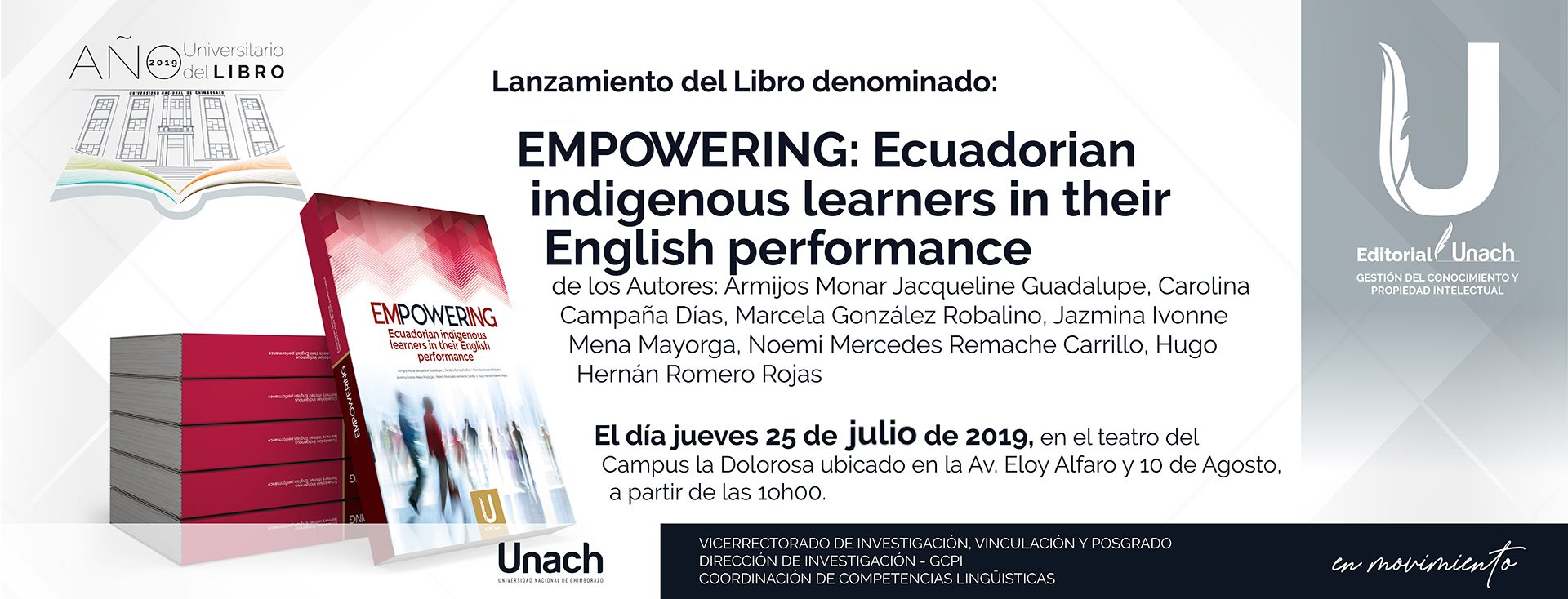 LANZAMIENTO DEL LIBRO: EMPOWERING ECUADORIAN INDIGENOUS LEARNERS IN THEIR ENGLISH PERFORMANCE