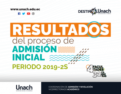 RESULTADOS FINALES DEL PROCESO DE ADMISIÓN INICIAL UNACH 2019-2S