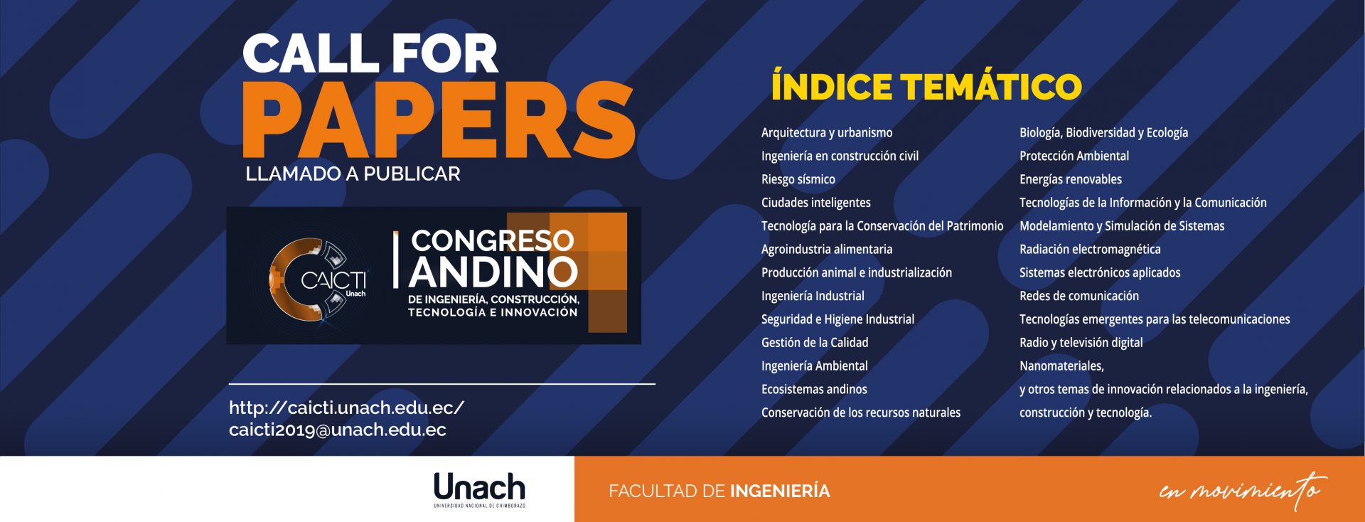 CALL FOR PAPERS, LLAMADO A PUBLICAR CONGRESO ANDINO DE INGENIERÍA, CONSTRUCCIÓN, TECNOLOGÍA E INNOVACIÓN