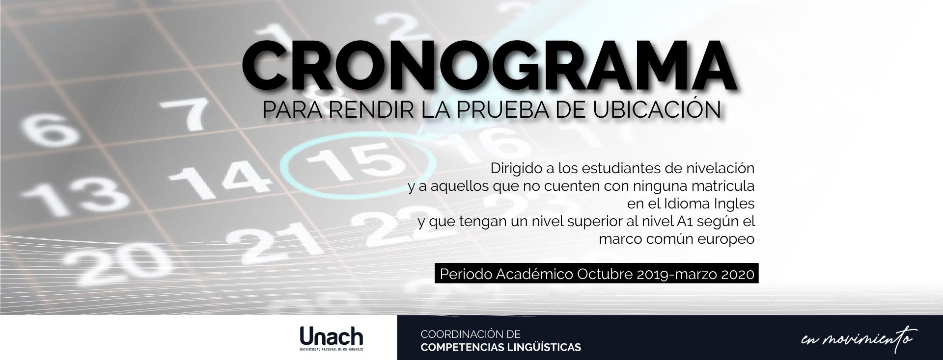 CRONOGRAMA PARA RENDIR LA PRUEBA DE UBICACIÓN