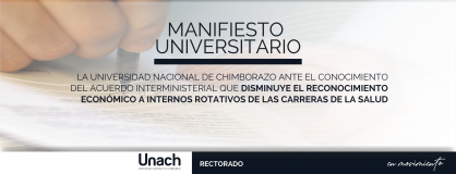 MANIFIESTO UNIVERSITARIO ANTE EL CONOCIMIENTO DEL ACUERDO INTERMINISTERIAL QUE DISMINUYE EL RECONOCIMIENTO ECONÓMICO A INTERNOS ROTATIVOS DE LAS CARRERAS DE LA SALUD